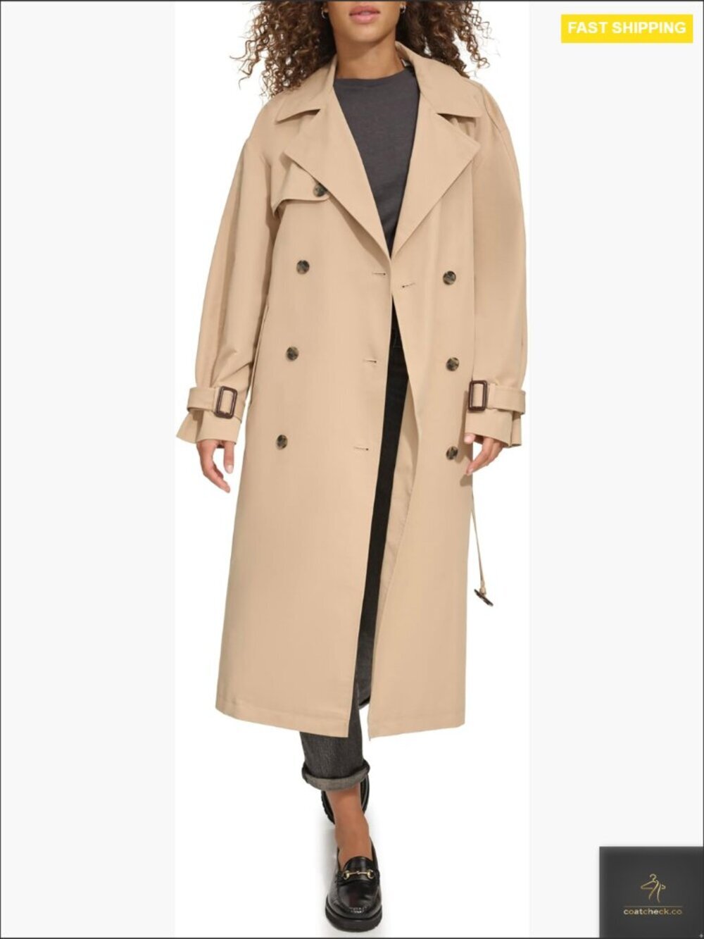 Oversized Trench Coat Classic Chic Waterproof Lightweight Cotton Blend Belted